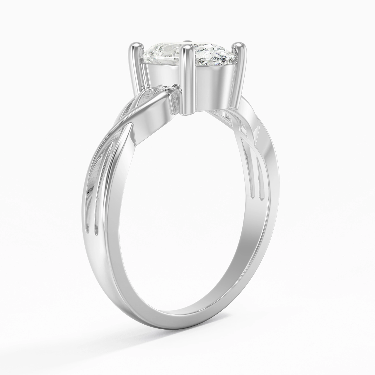 Moderne Cœur Ovale Coupé Bague de fiançailles