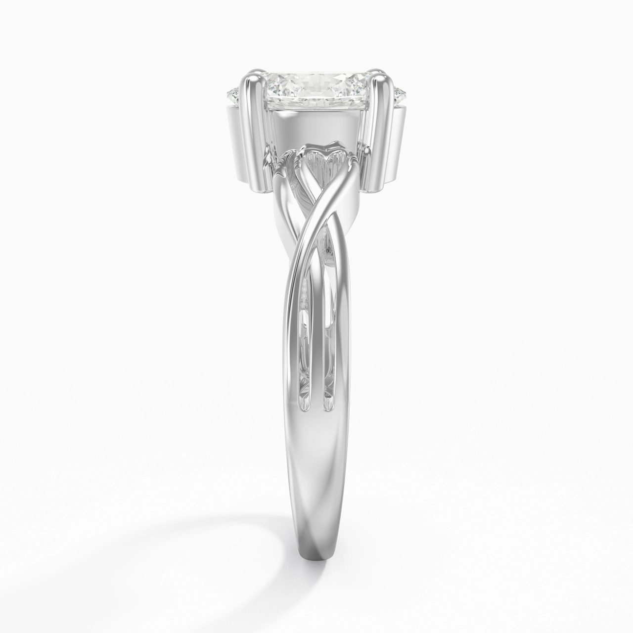 Modern Heart Oval Cut Engagement Ring