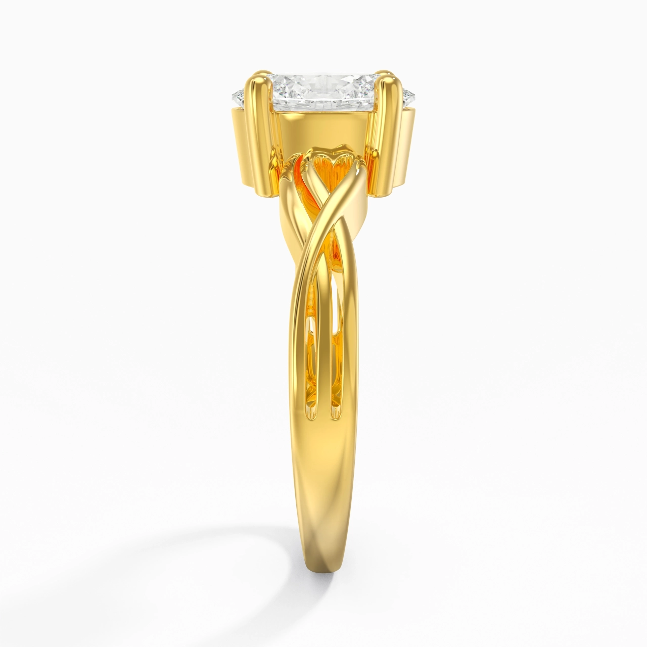 Modern Heart Oval Cut Engagement Ring