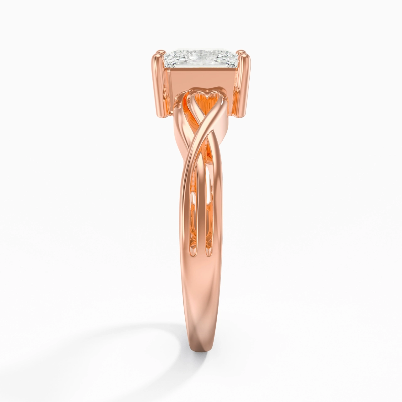 Modern Heart Princess Cut Engagement Ring