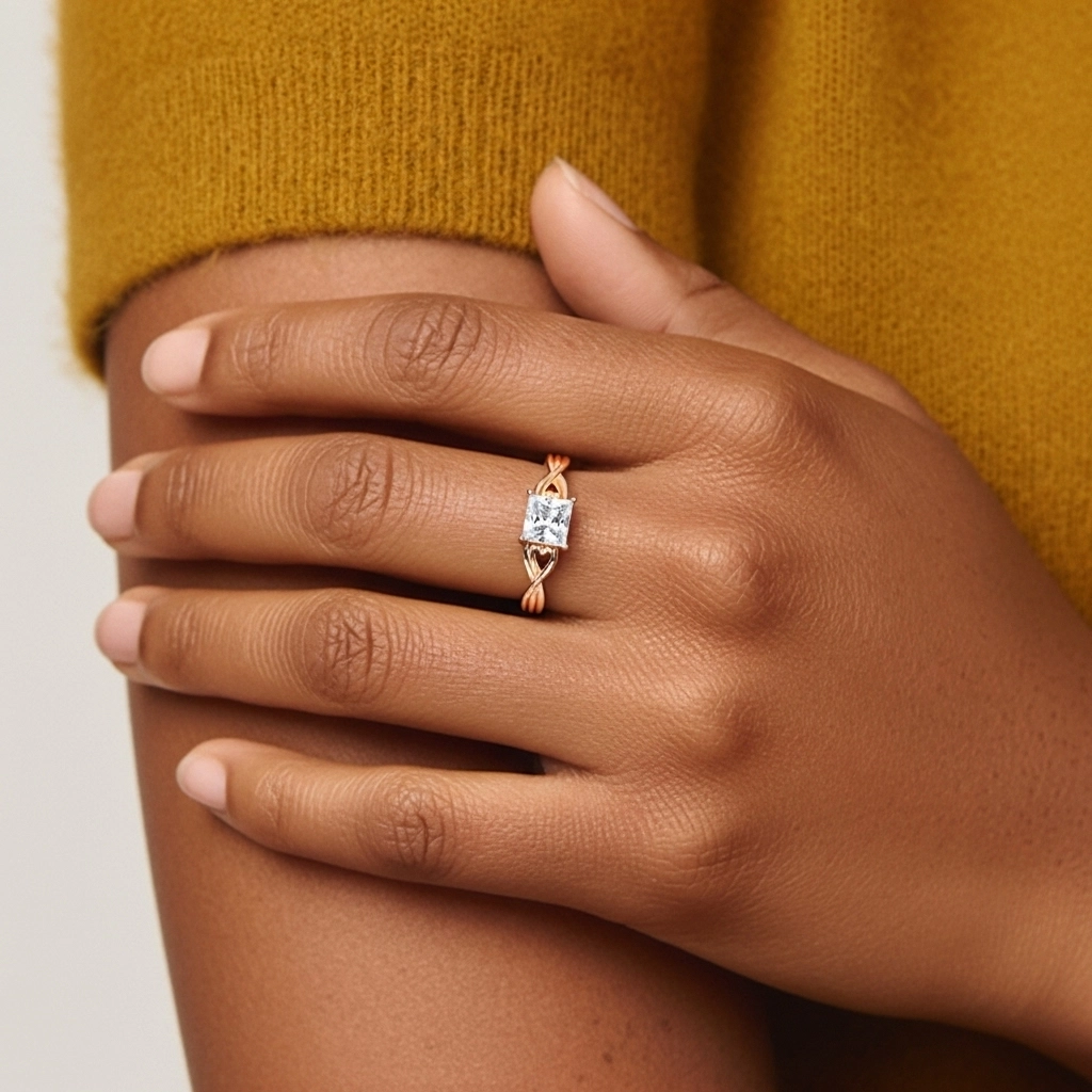 Modern Heart Princess Cut Engagement Ring