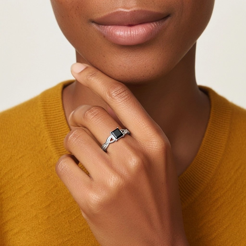 Modern Heart Princess Cut Engagement Ring