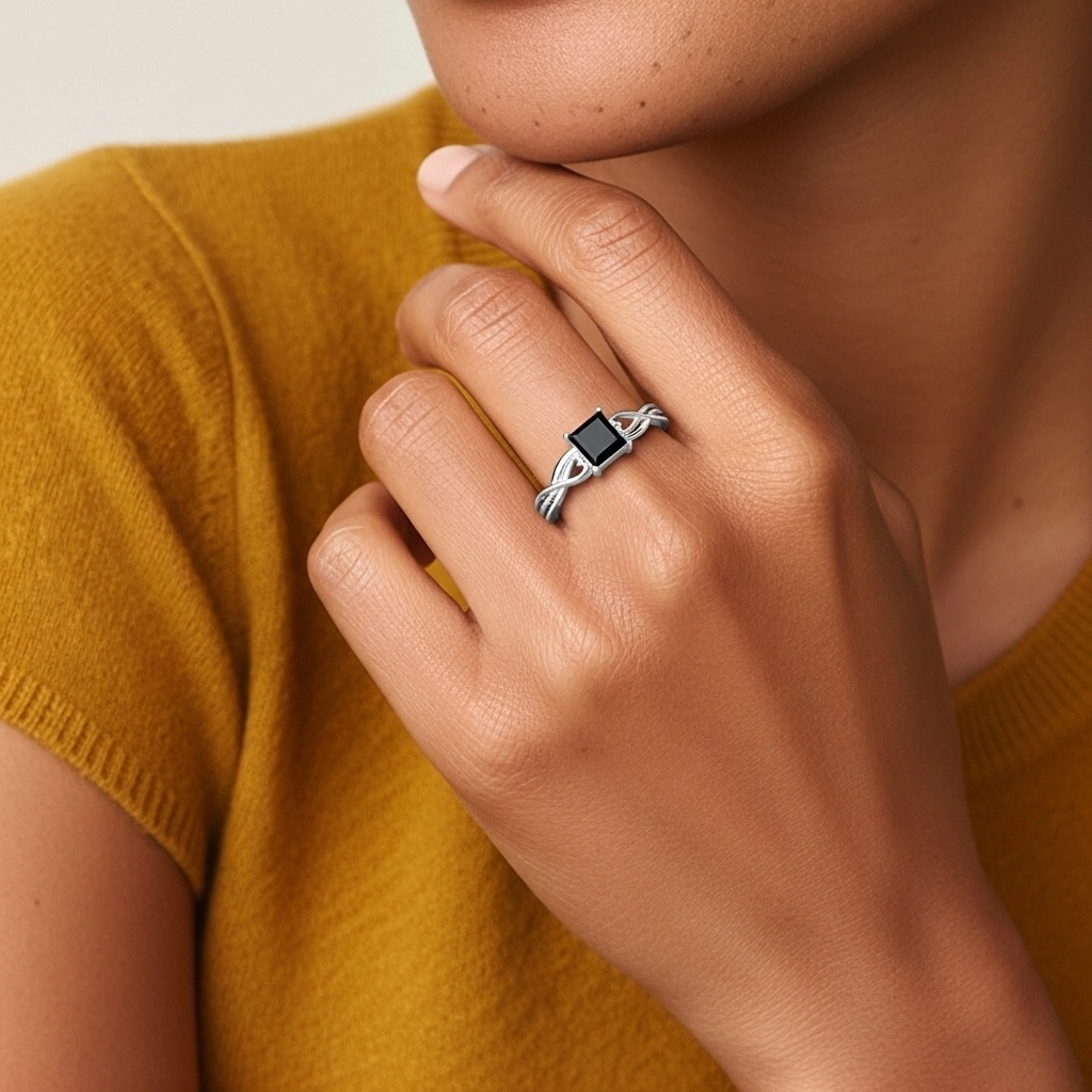 Modern Heart Princess Cut Engagement Ring