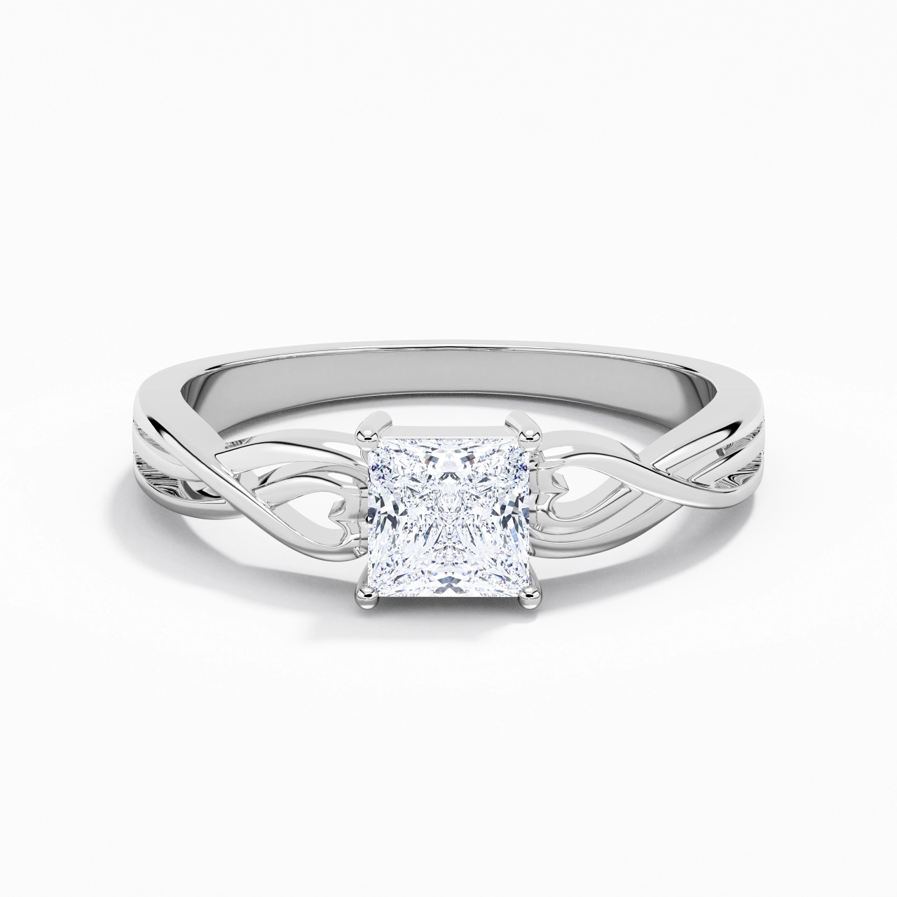 Moderne Cœur Princesse Coupé Bague de fiançailles