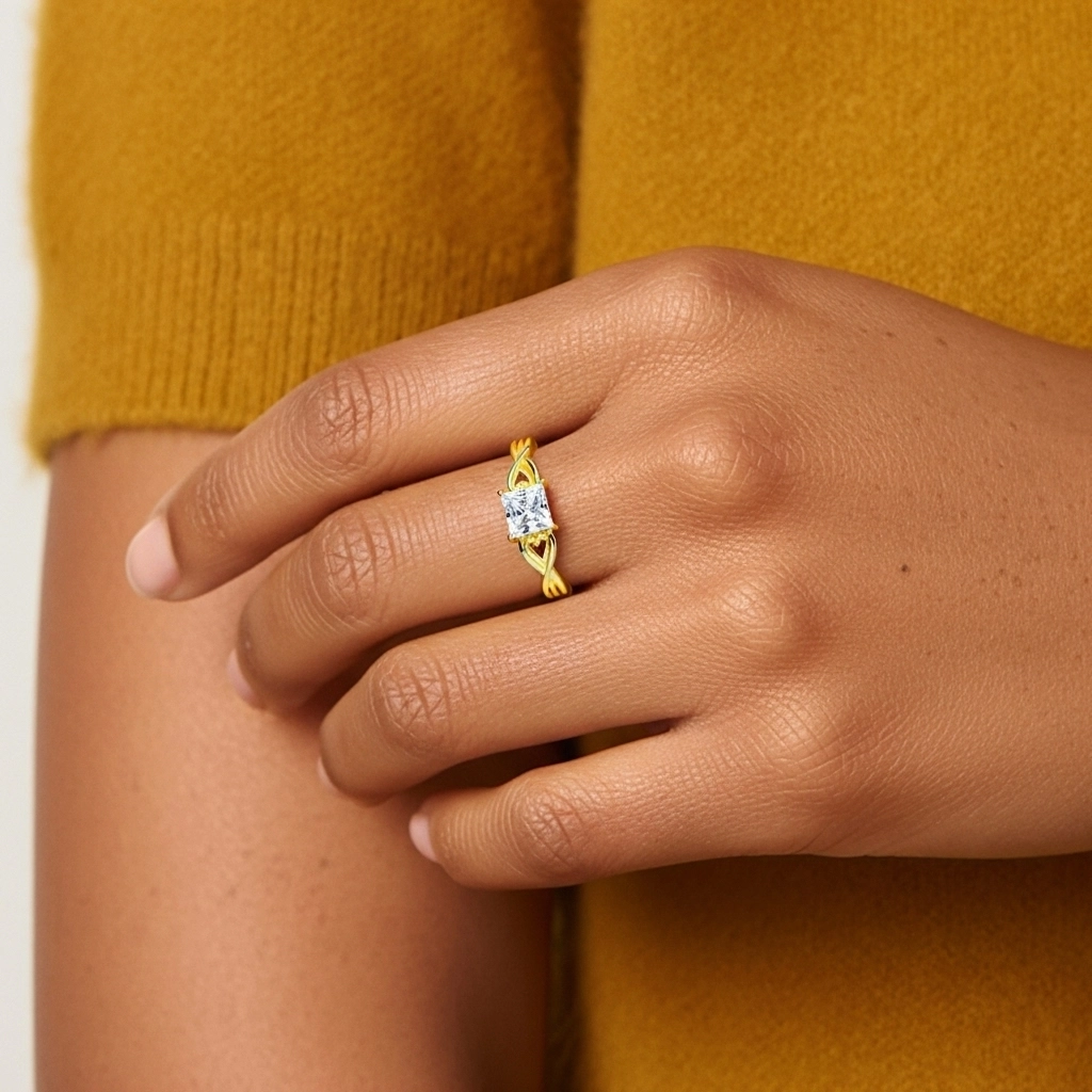 Modern Heart Princess Cut Engagement Ring