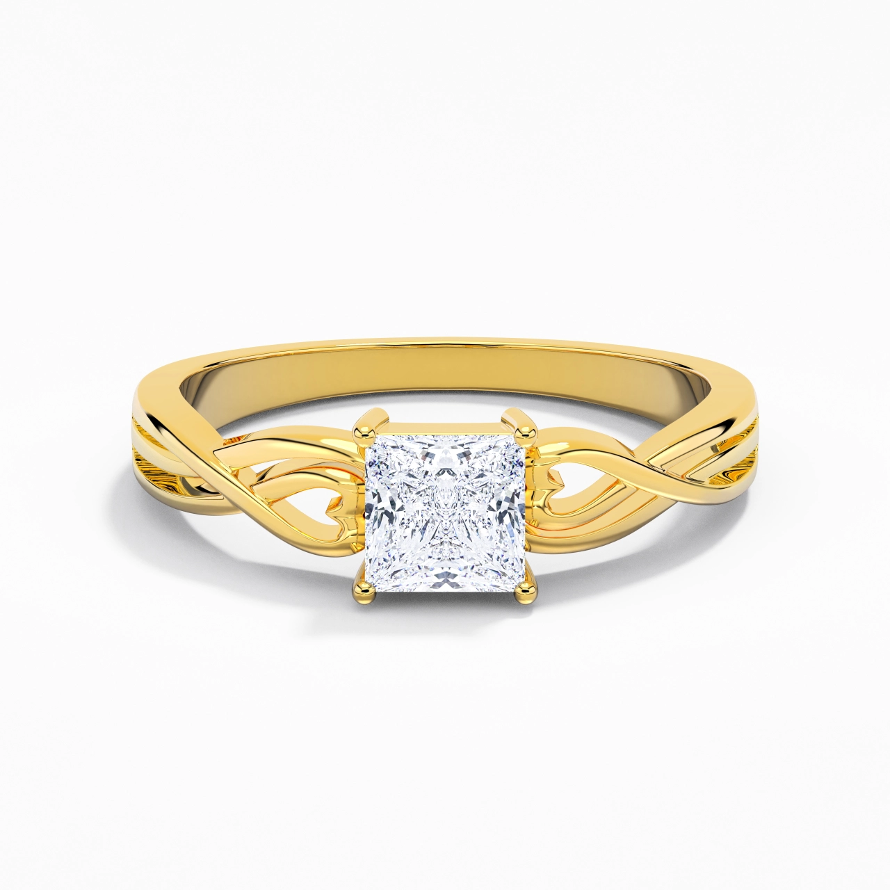 Modern Heart Princess Cut Engagement Ring