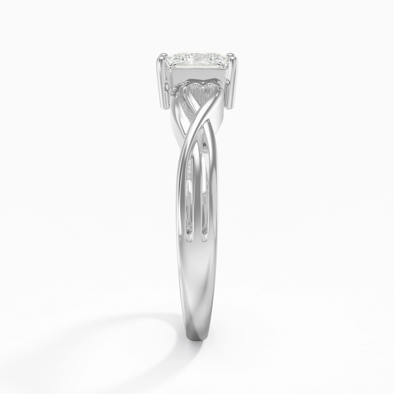 Modern Heart Princess Cut Engagement Ring