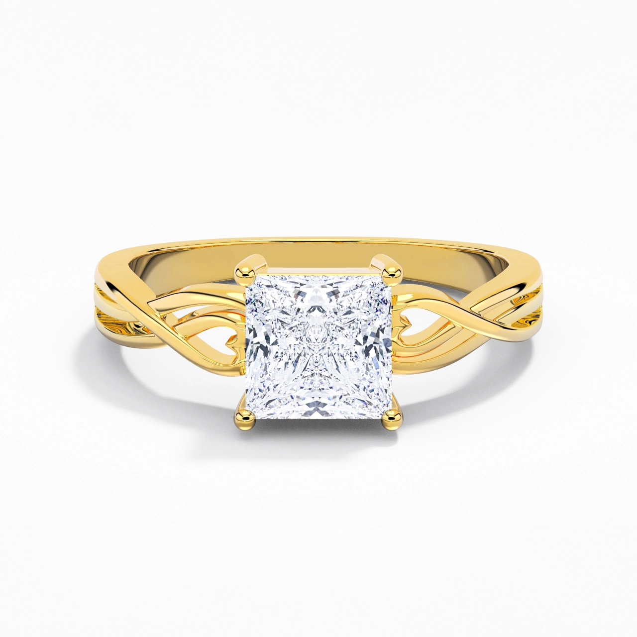 Moderne Cœur Princesse Coupé Bague de fiançailles