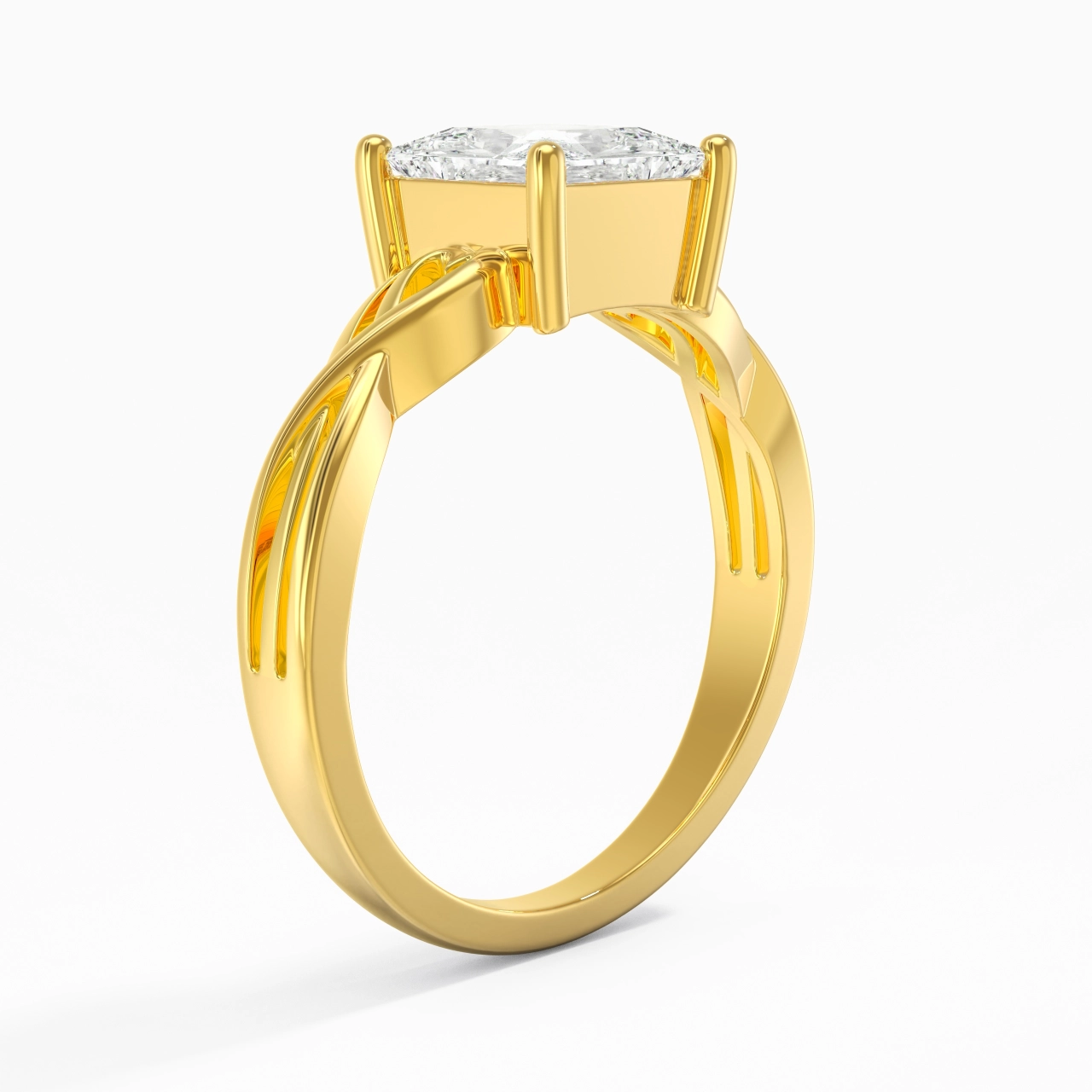 Moderne Cœur Princesse Coupé Bague de fiançailles