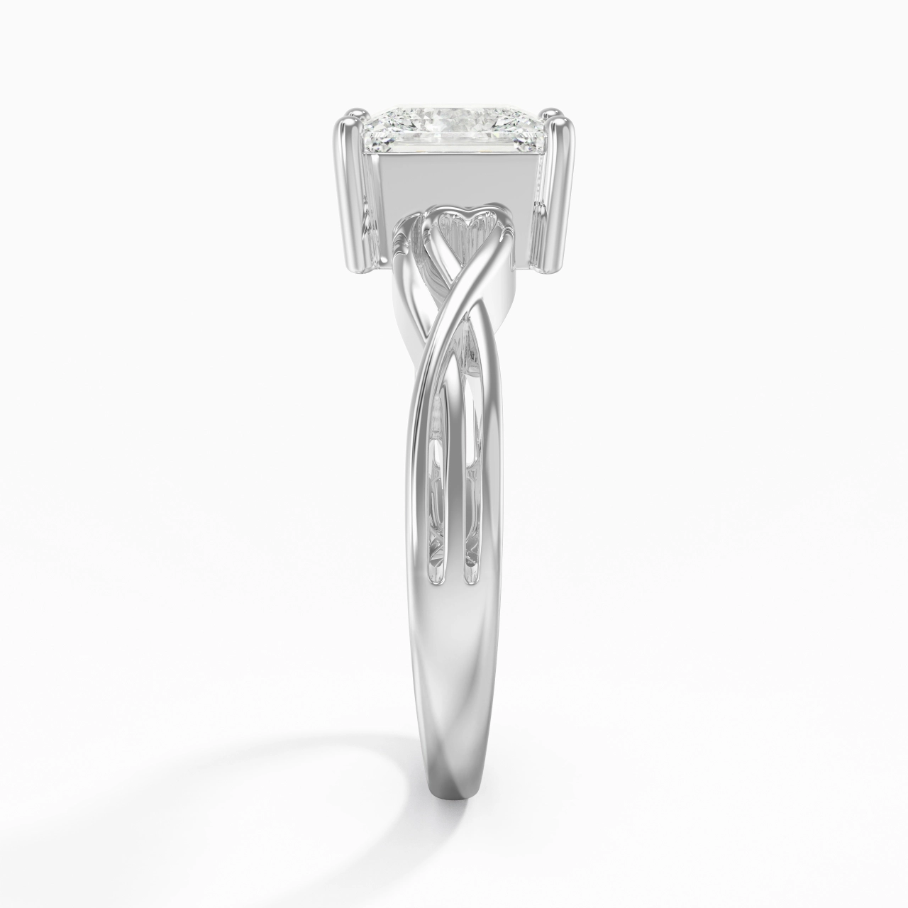 Modern Heart Princess Cut Engagement Ring