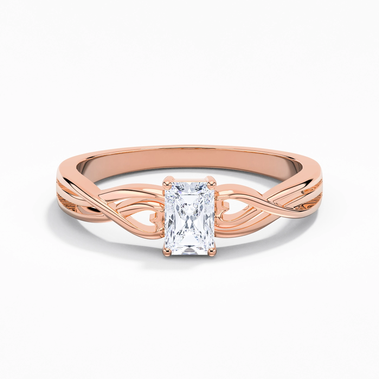 Moderne Cœur Radiant Coupé Bague de fiançailles
