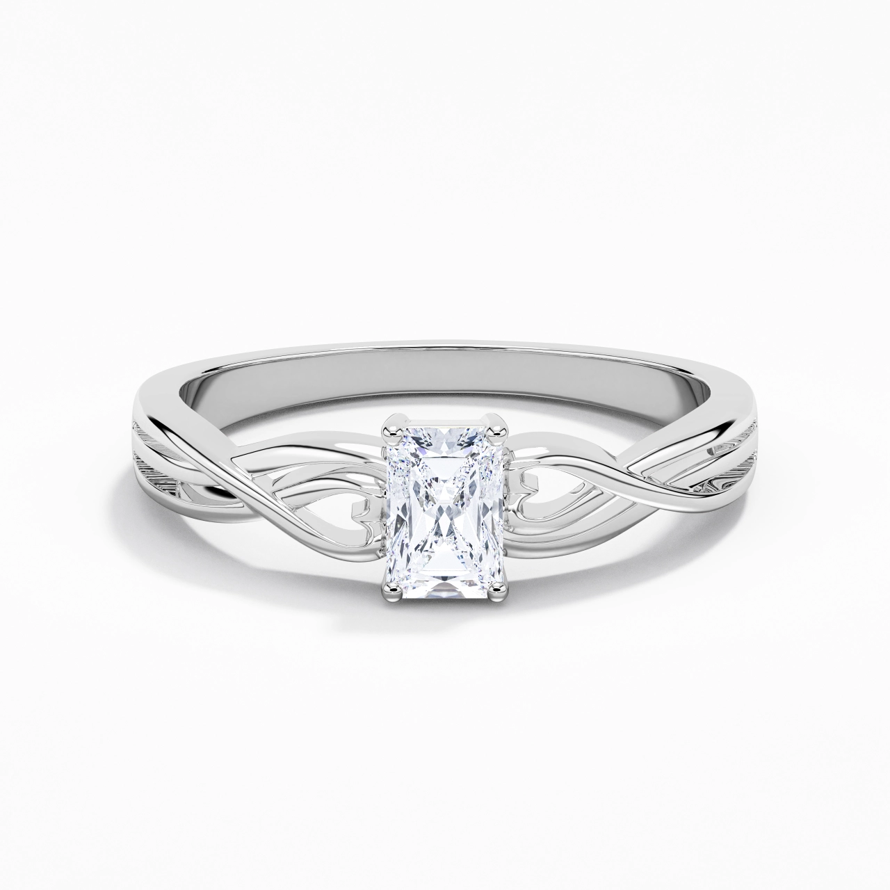 Moderne Cœur Radiant Coupé Bague de fiançailles