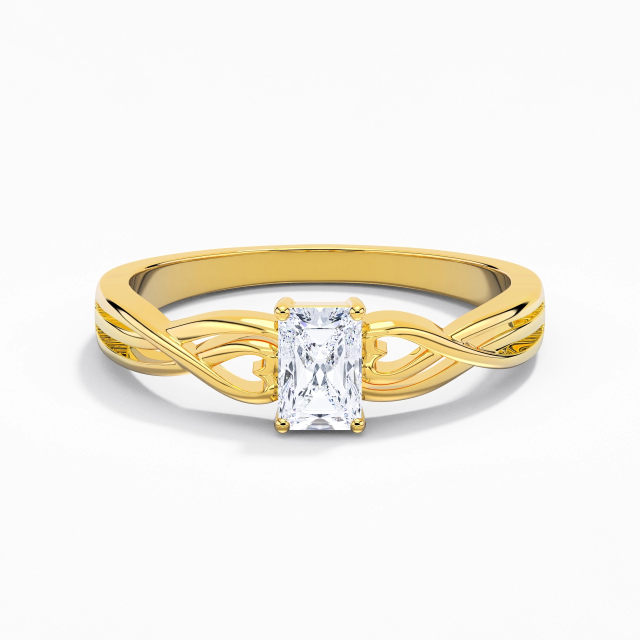 Moderne Cœur Radiant Coupé Bague de fiançailles