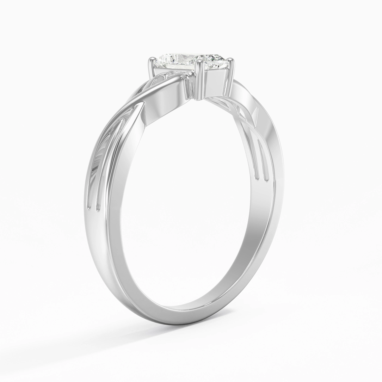 Moderne Cœur Radiant Coupé Bague de fiançailles