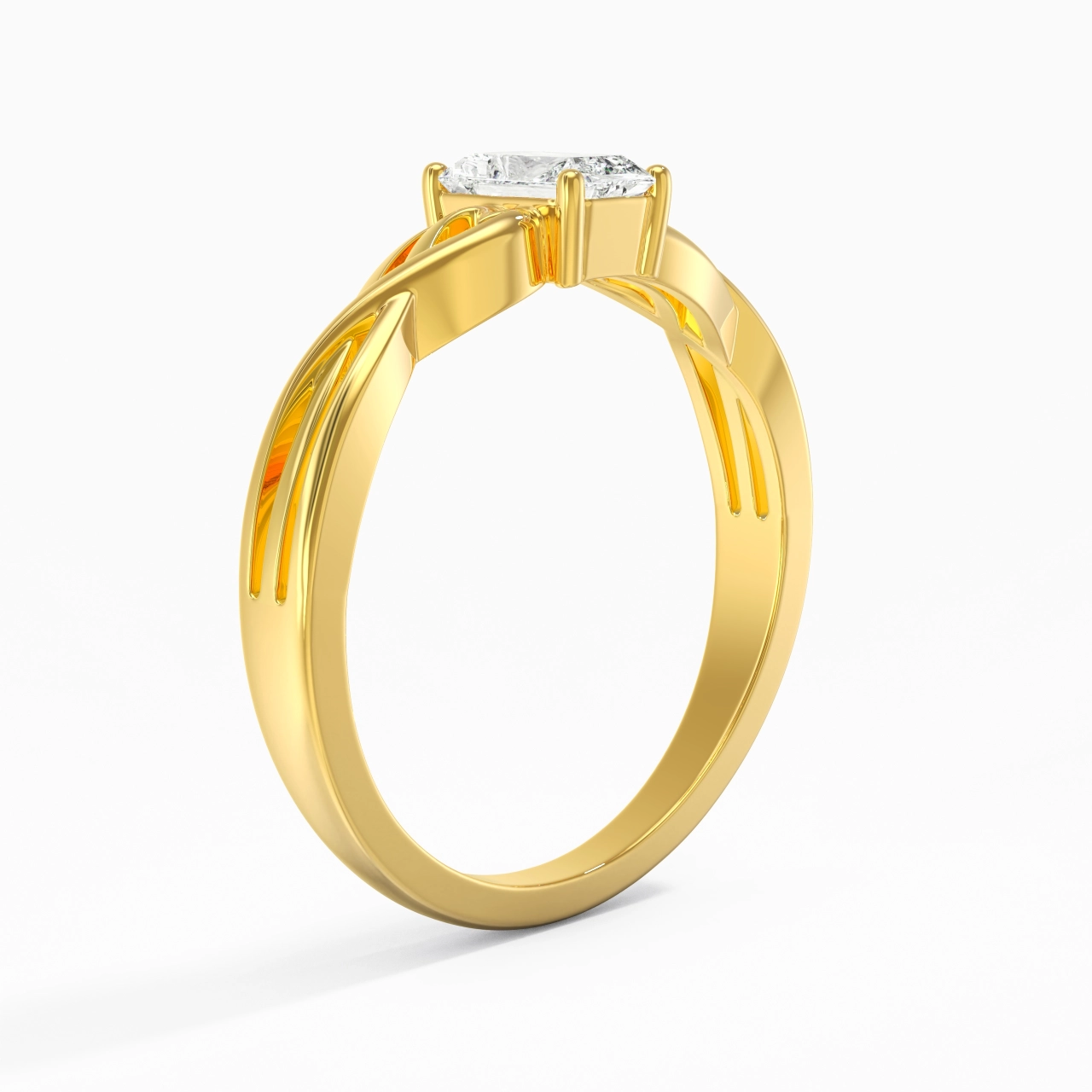Moderne Cœur Radiant Coupé Bague de fiançailles