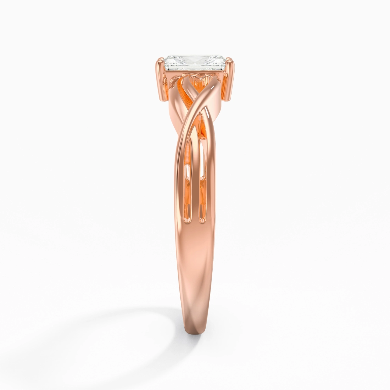 Moderne Cœur Radiant Coupé Bague de fiançailles