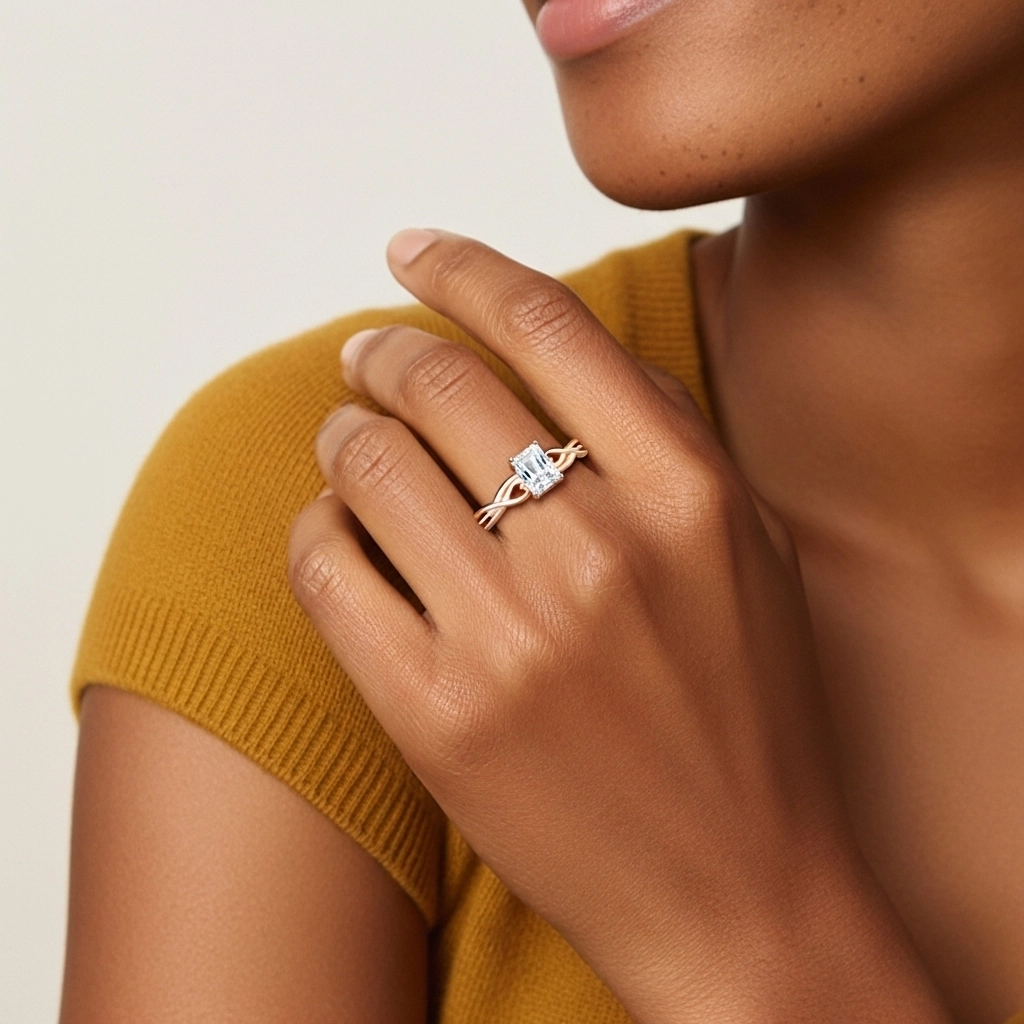 Modern Heart Radiant Cut Engagement Ring