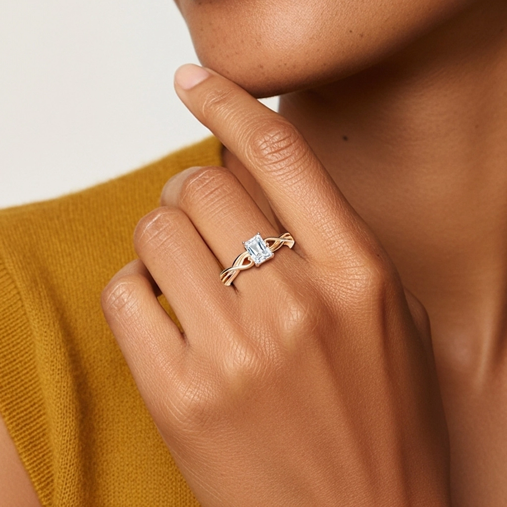 Modern Heart Radiant Cut Engagement Ring