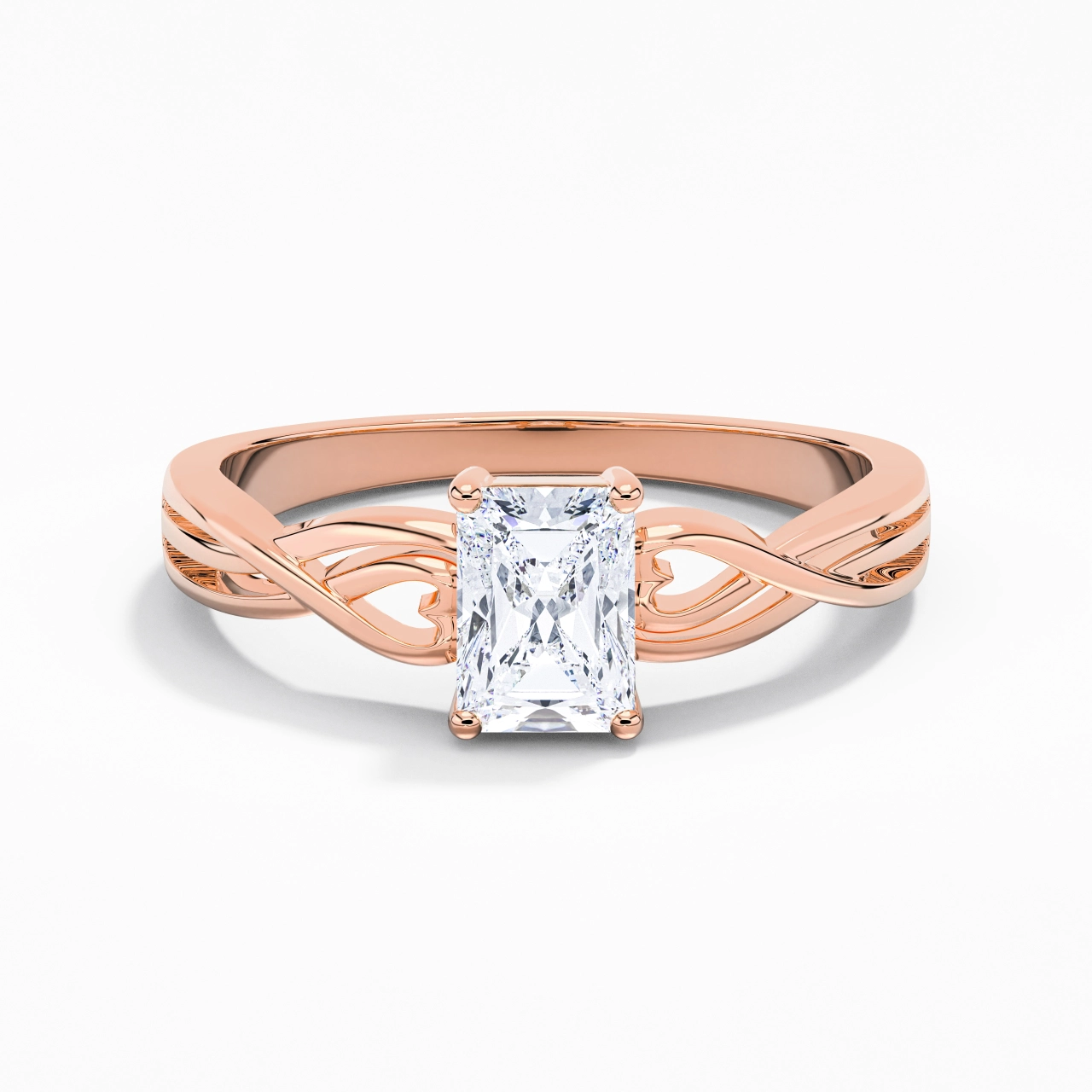Moderne Cœur Radiant Coupé Bague de fiançailles
