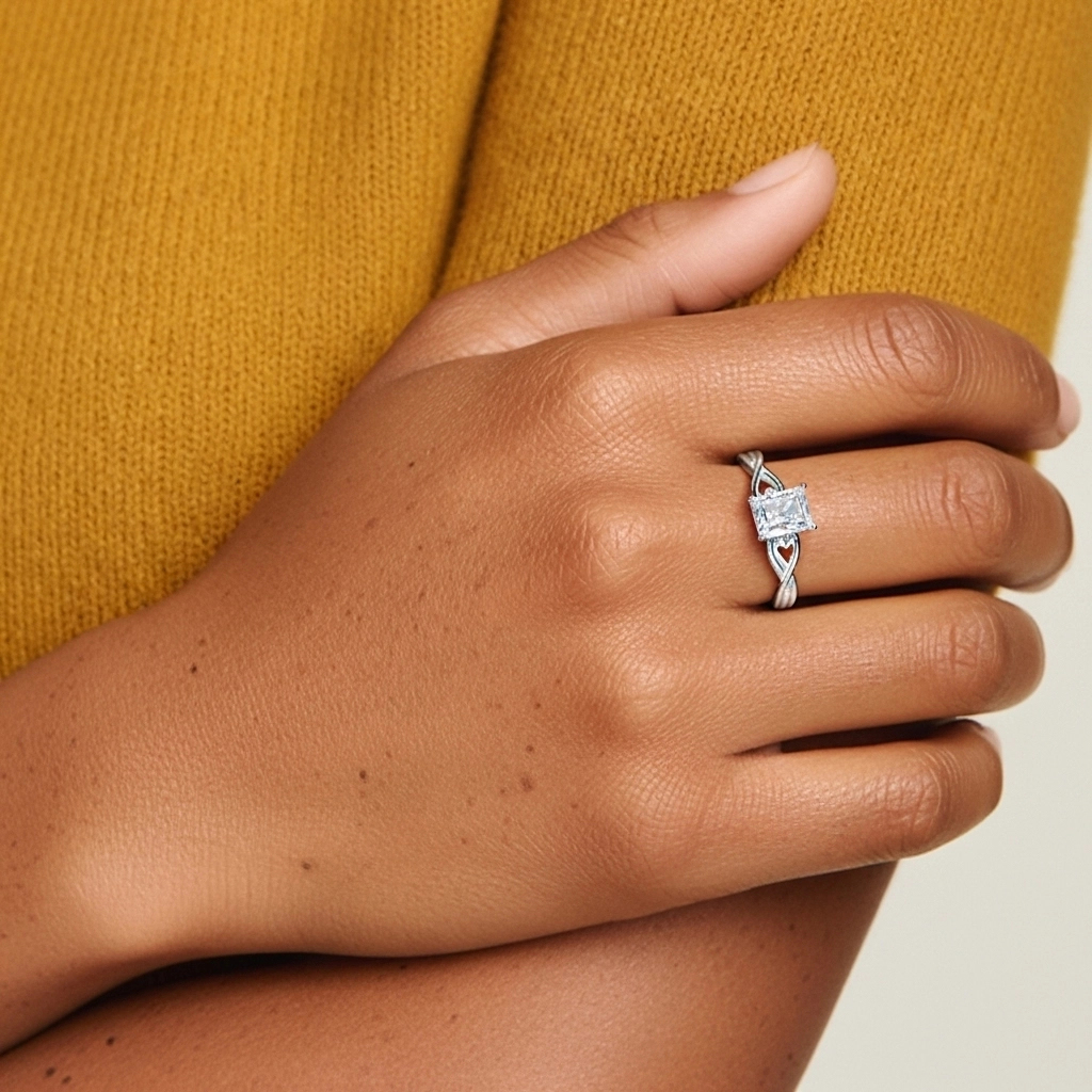 Modern Heart Radiant Cut Engagement Ring