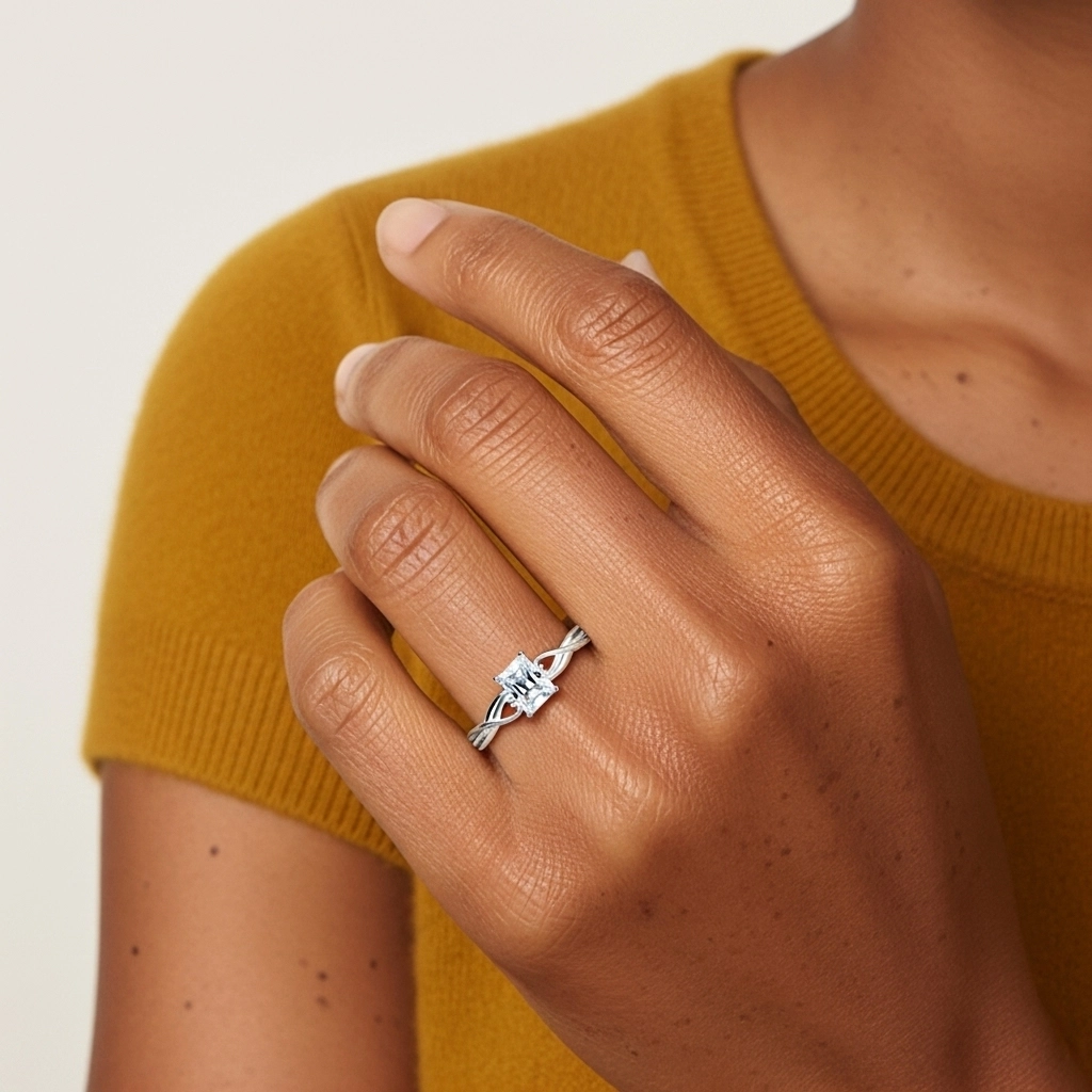 Modern Heart Radiant Cut Engagement Ring