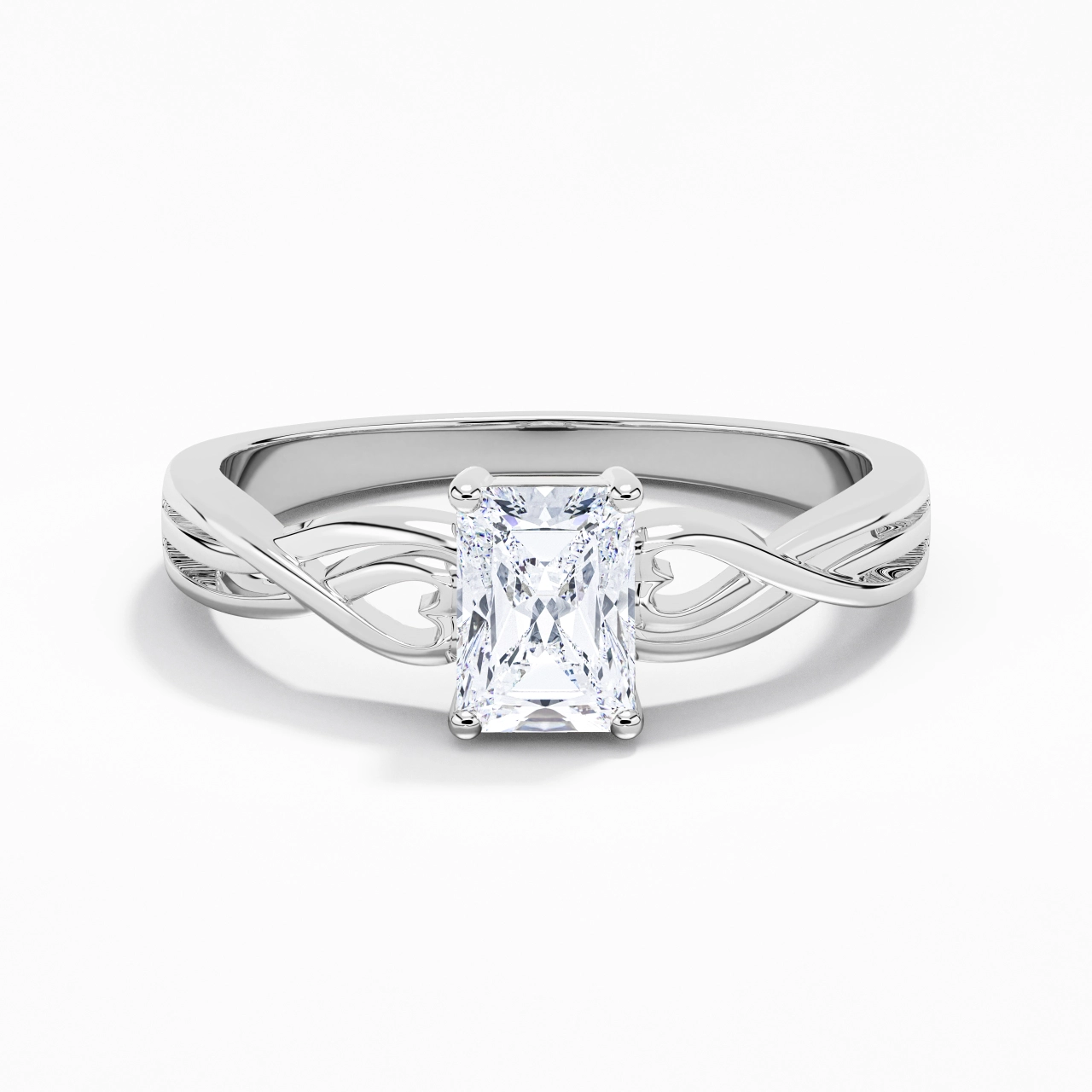 Moderne Cœur Radiant Coupé Bague de fiançailles