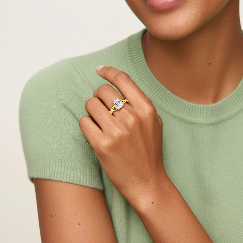 Modern Heart Radiant Cut Engagement Ring