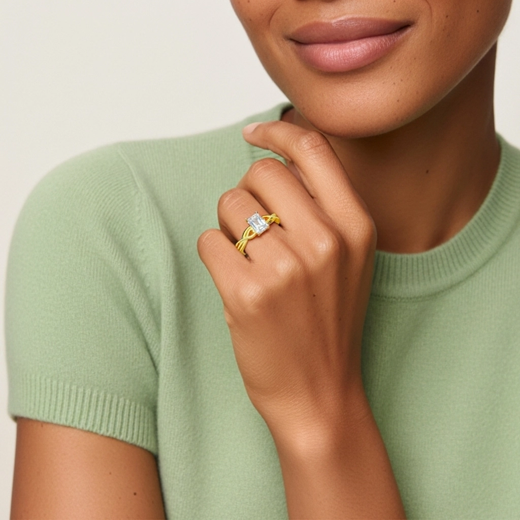 Modern Heart Radiant Cut Engagement Ring