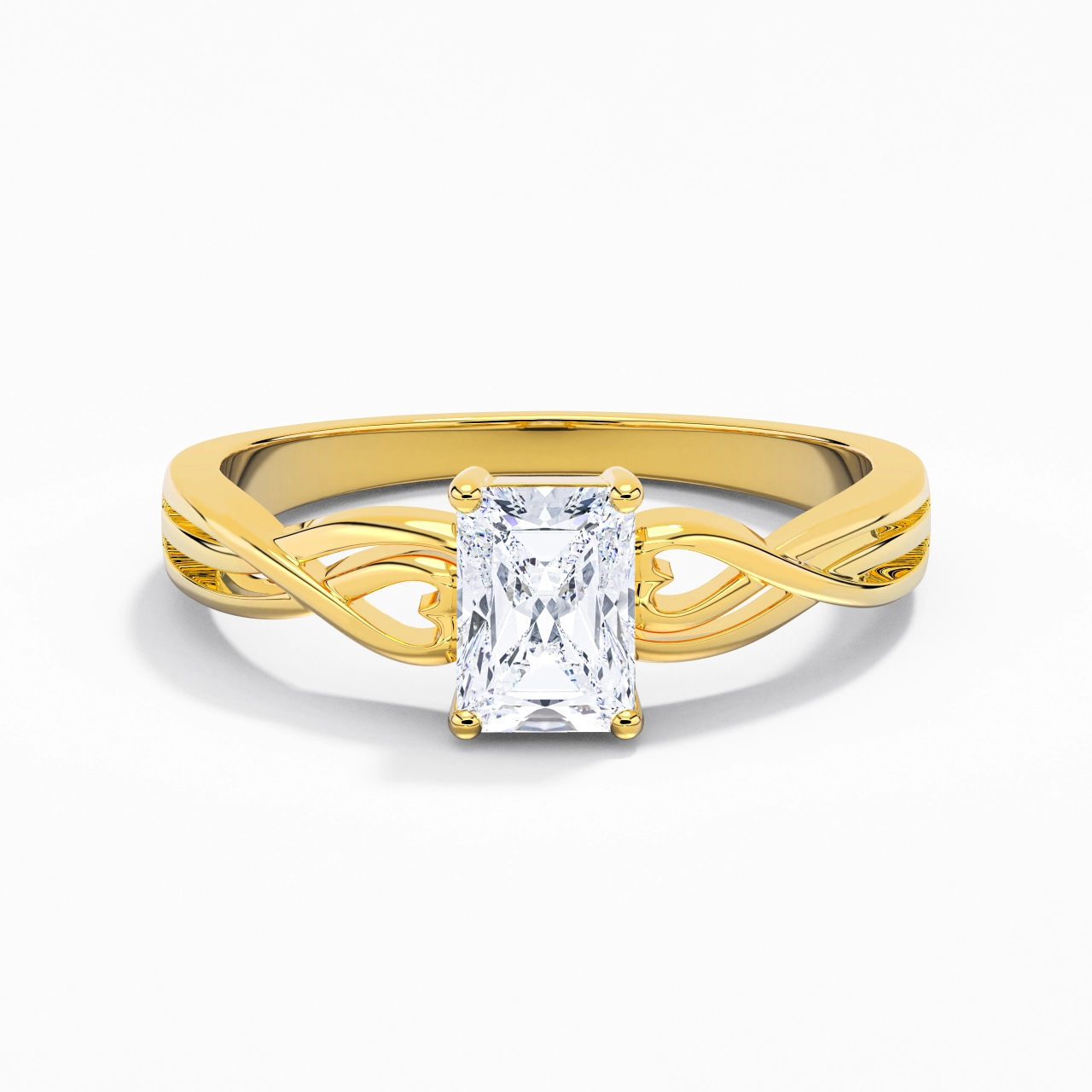 Moderne Cœur Radiant Coupé Bague de fiançailles
