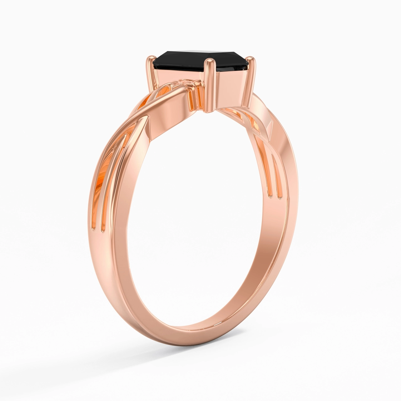 Moderne Cœur Radiant Coupé Bague de fiançailles