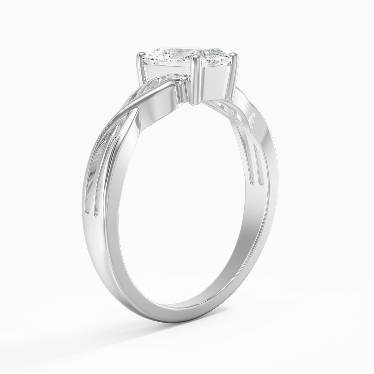 Moderne Cœur Radiant Coupé Bague de fiançailles