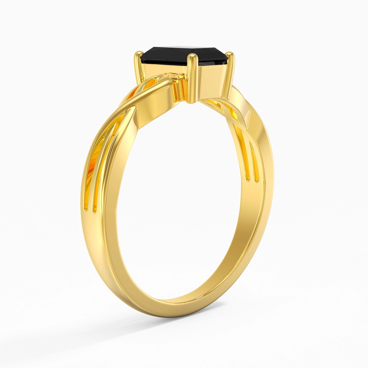 Moderne Cœur Radiant Coupé Bague de fiançailles