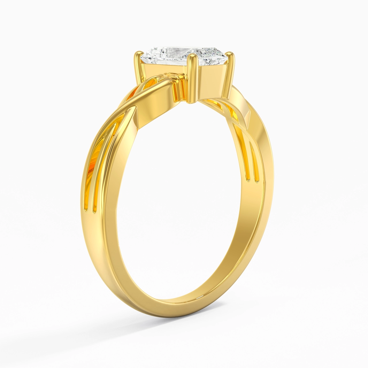 Moderne Cœur Radiant Coupé Bague de fiançailles