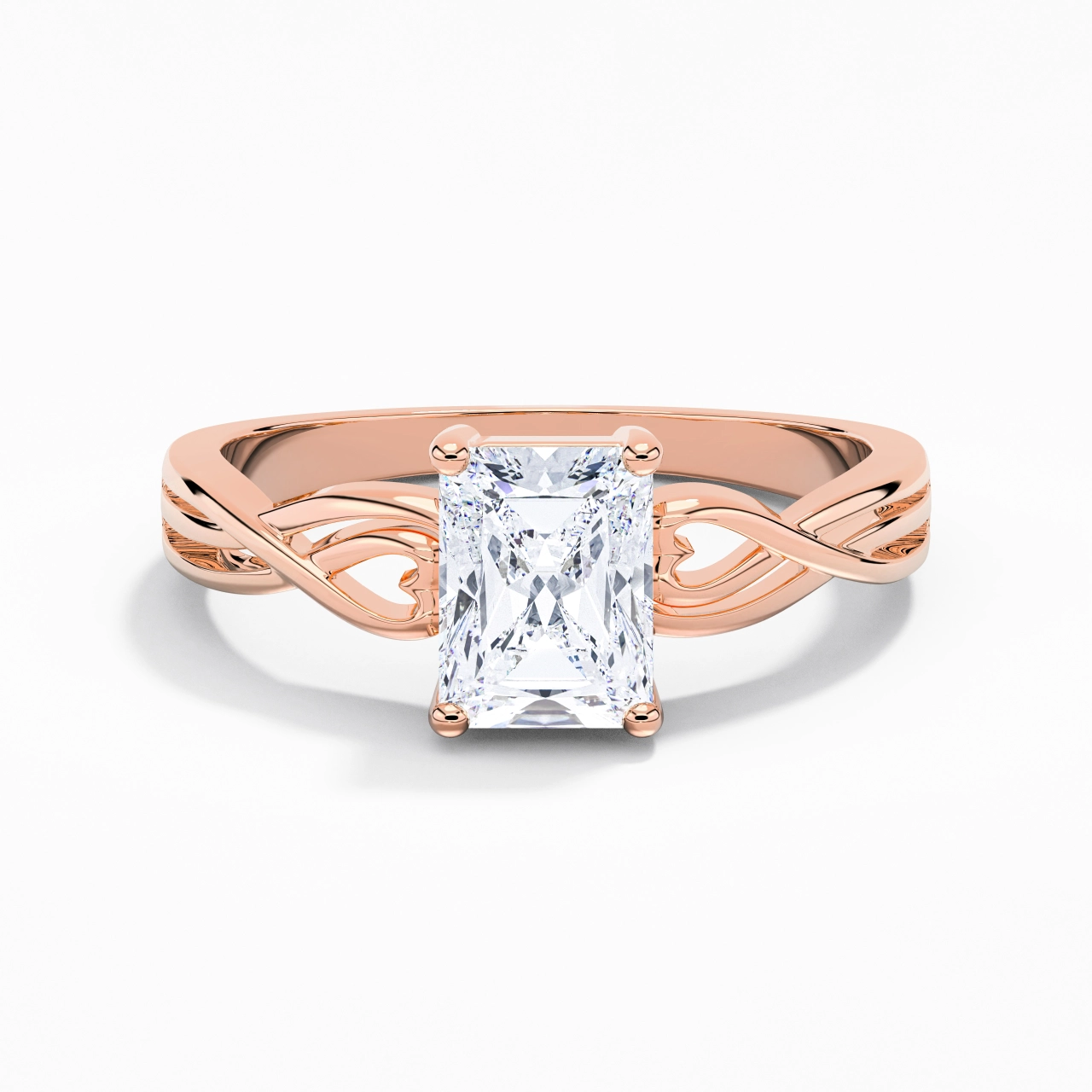 Moderne Cœur Radiant Coupé Bague de fiançailles
