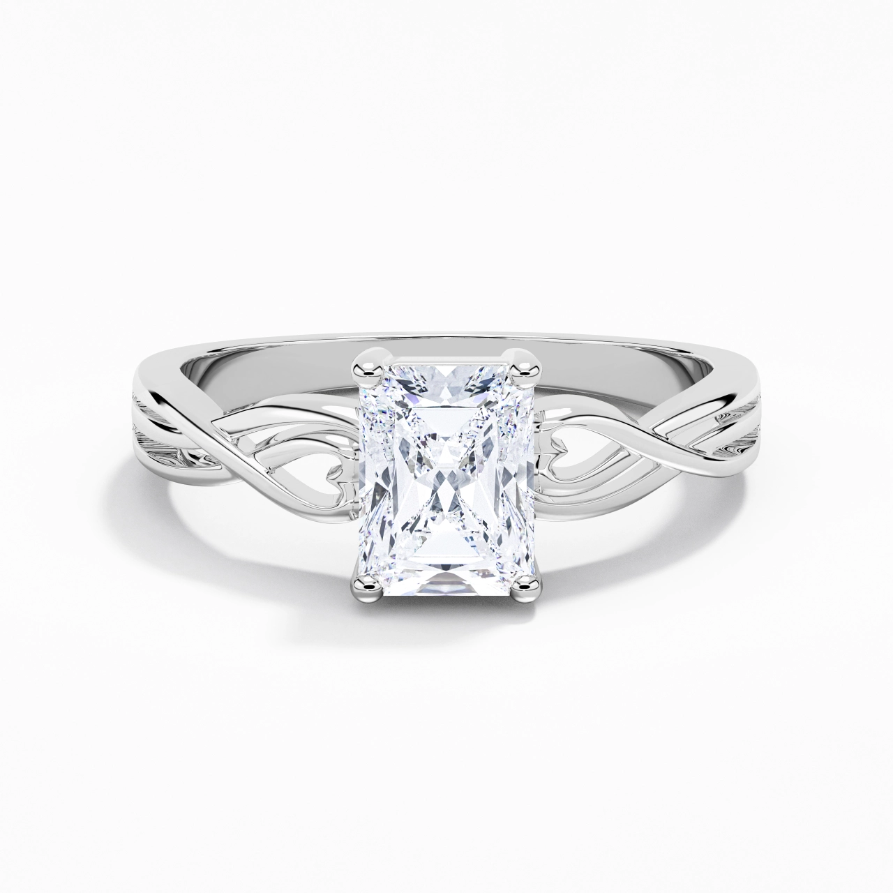 Moderne Cœur Radiant Coupé Bague de fiançailles