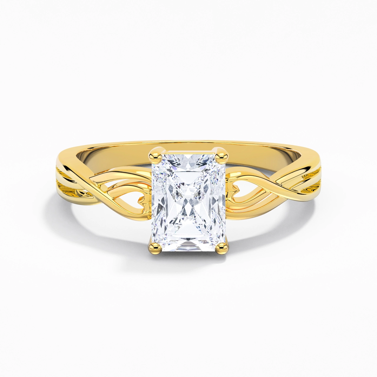 Moderne Cœur Radiant Coupé Bague de fiançailles