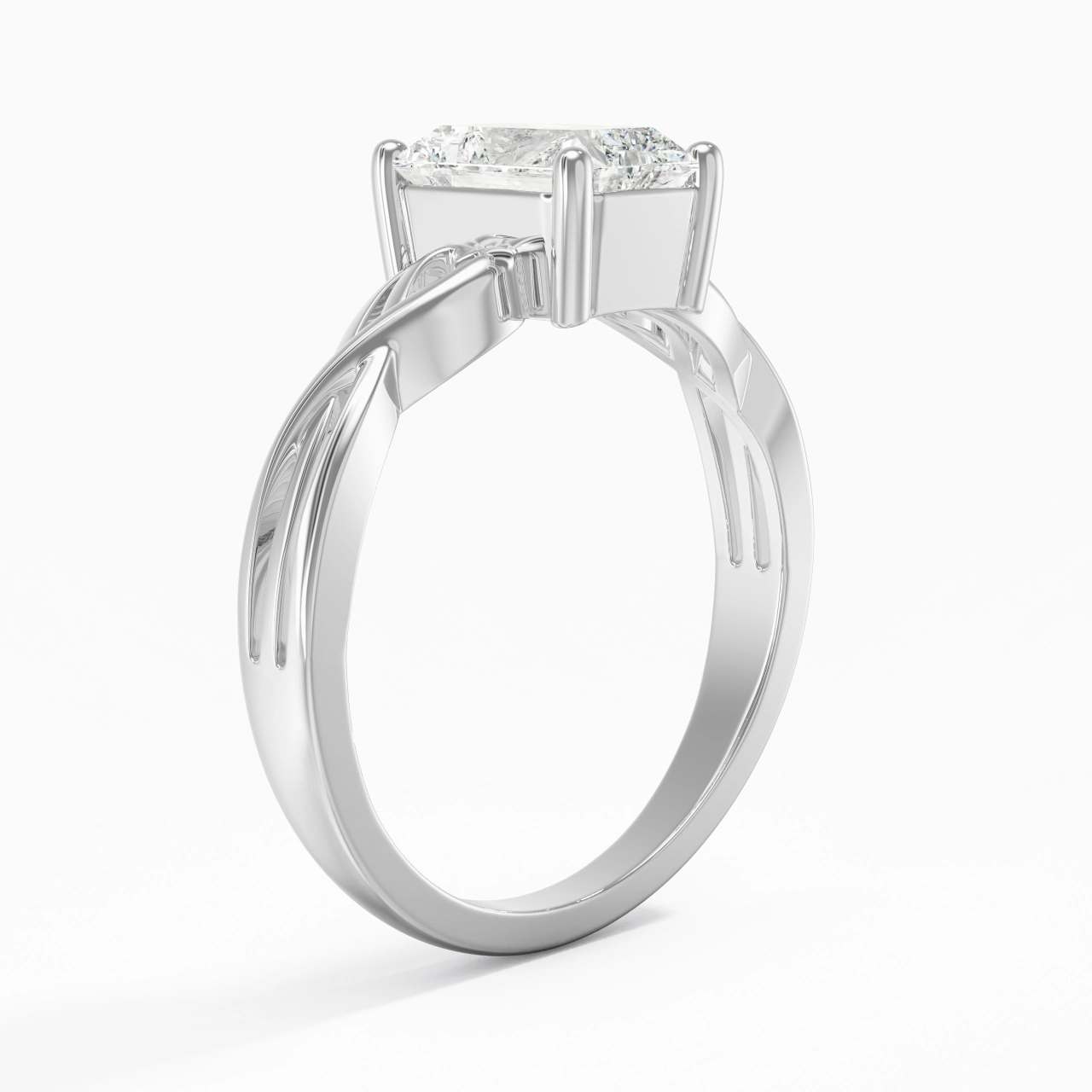 Moderne Cœur Radiant Coupé Bague de fiançailles