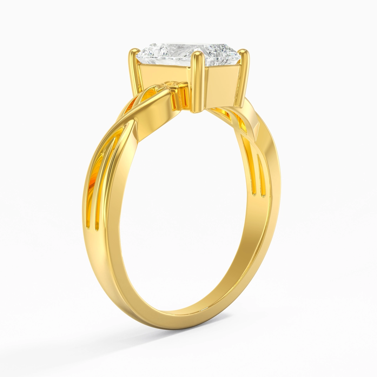 Moderne Cœur Radiant Coupé Bague de fiançailles