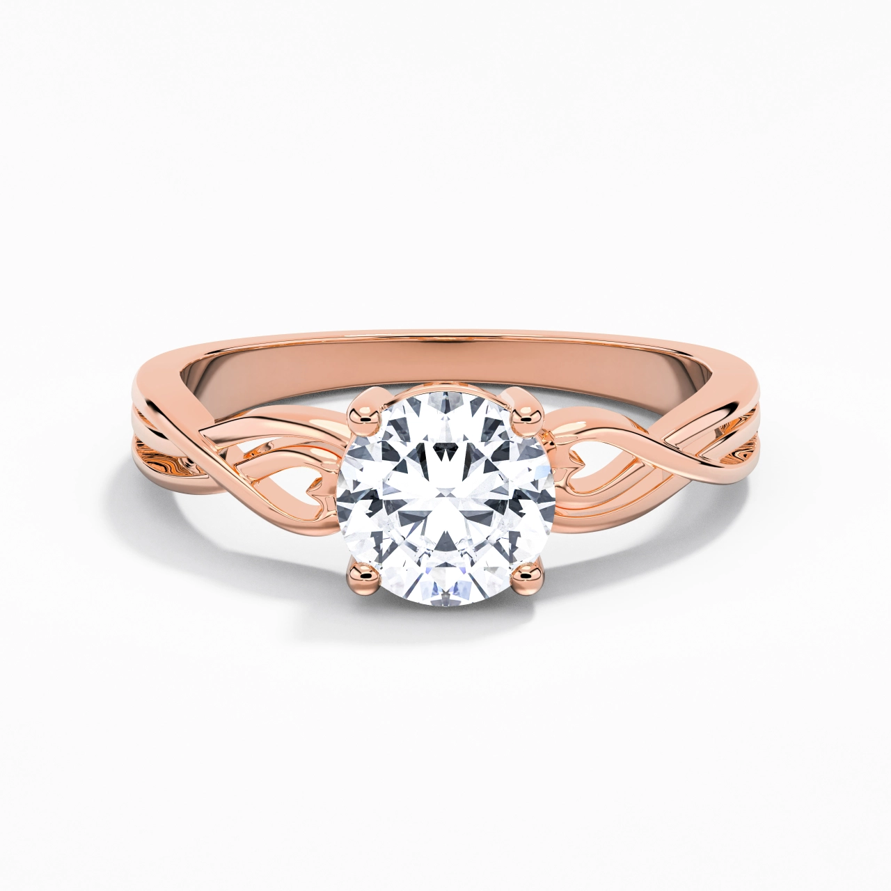 Moderne Cœur Rond Coupé Bague de fiançailles