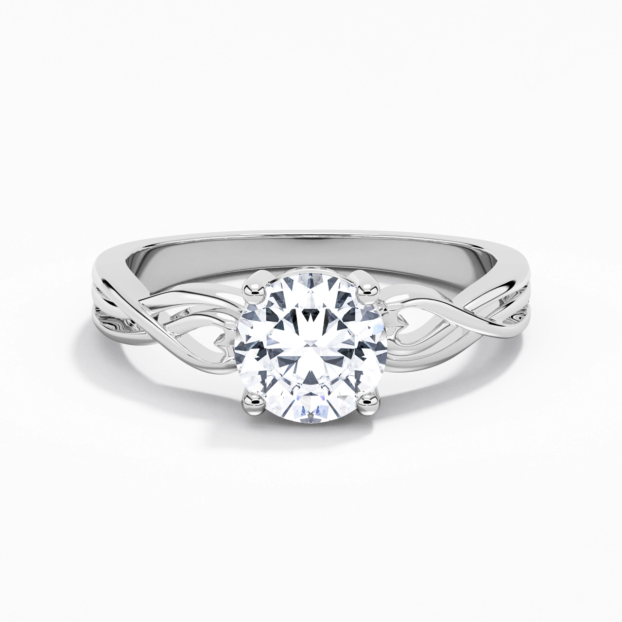 Moderne Cœur Rond Coupé Bague de fiançailles