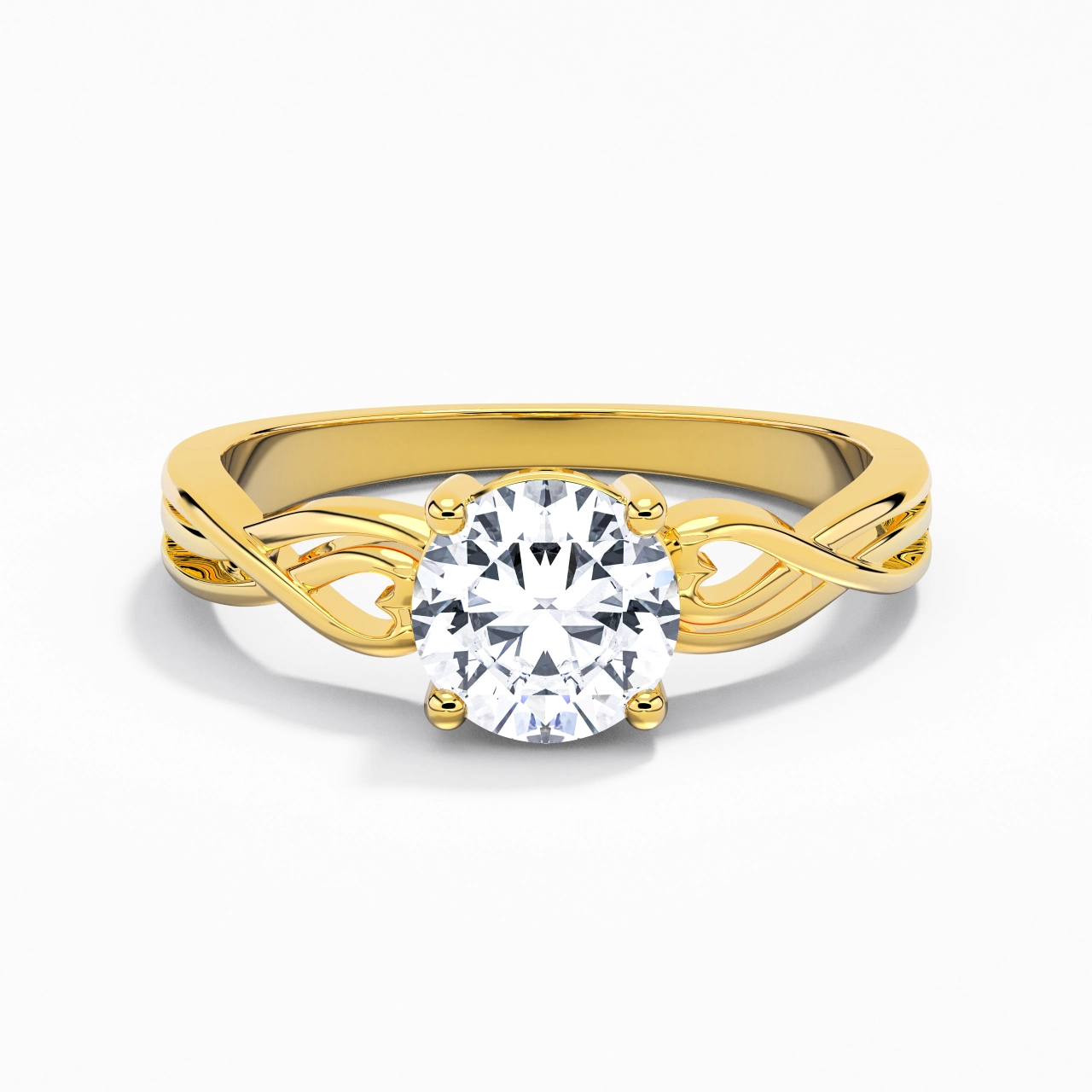 Moderne Cœur Rond Coupé Bague de fiançailles