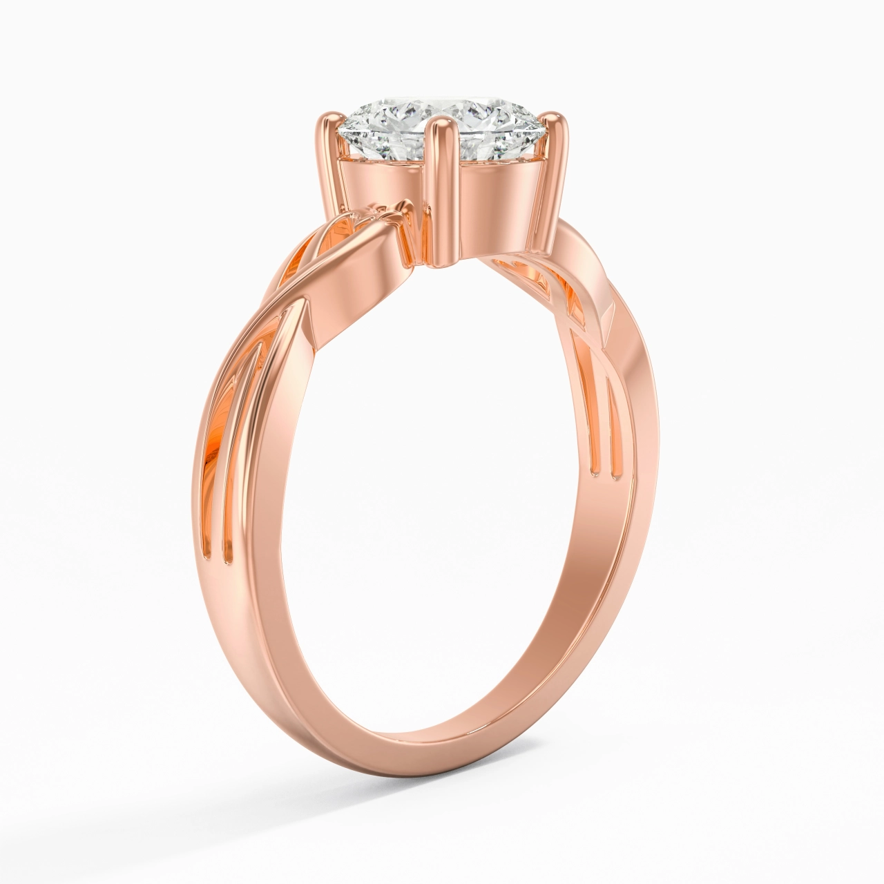 Moderne Cœur Rond Coupé Bague de fiançailles