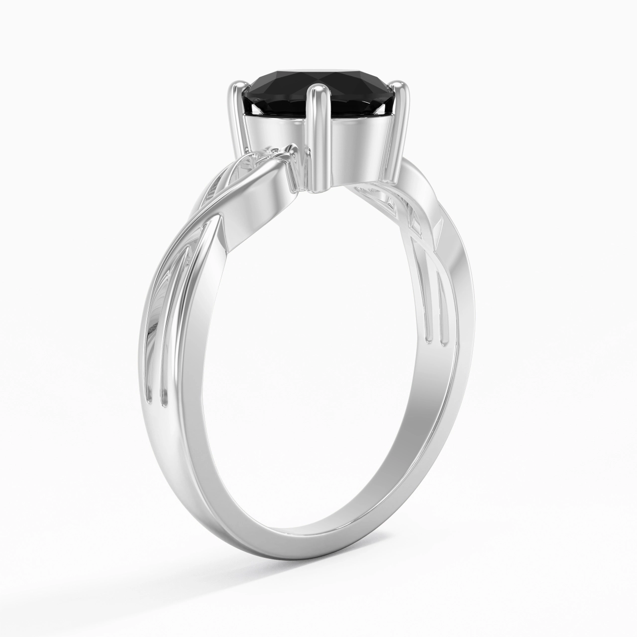 Moderne Cœur Rond Coupé Bague de fiançailles