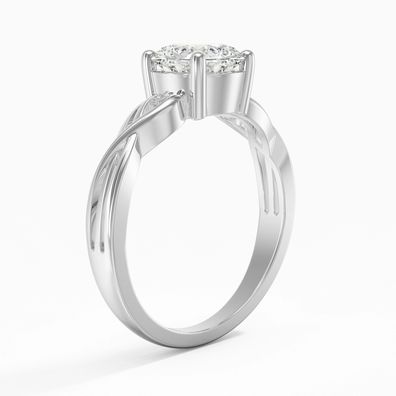 Moderne Cœur Rond Coupé Bague de fiançailles