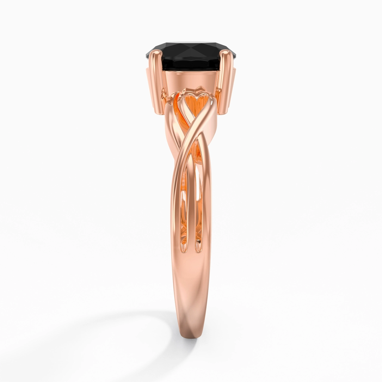 Modern Heart Round Cut Engagement Ring