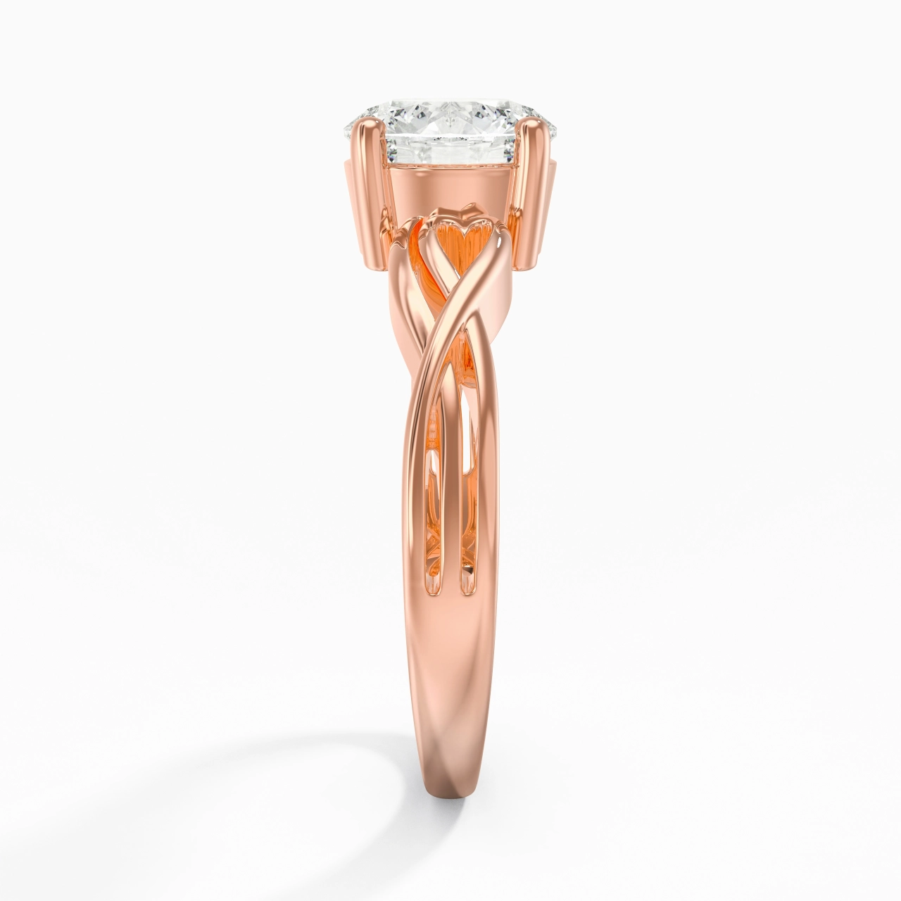 Modern Heart Round Cut Engagement Ring