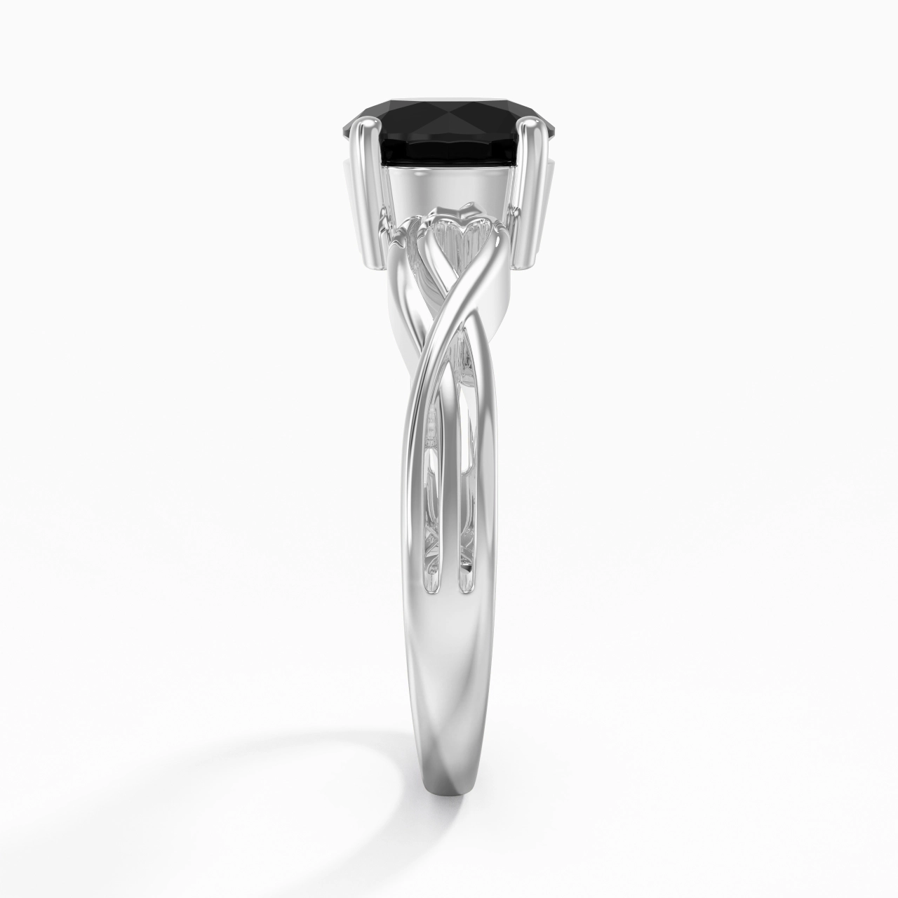 Modern Heart Round Cut Engagement Ring