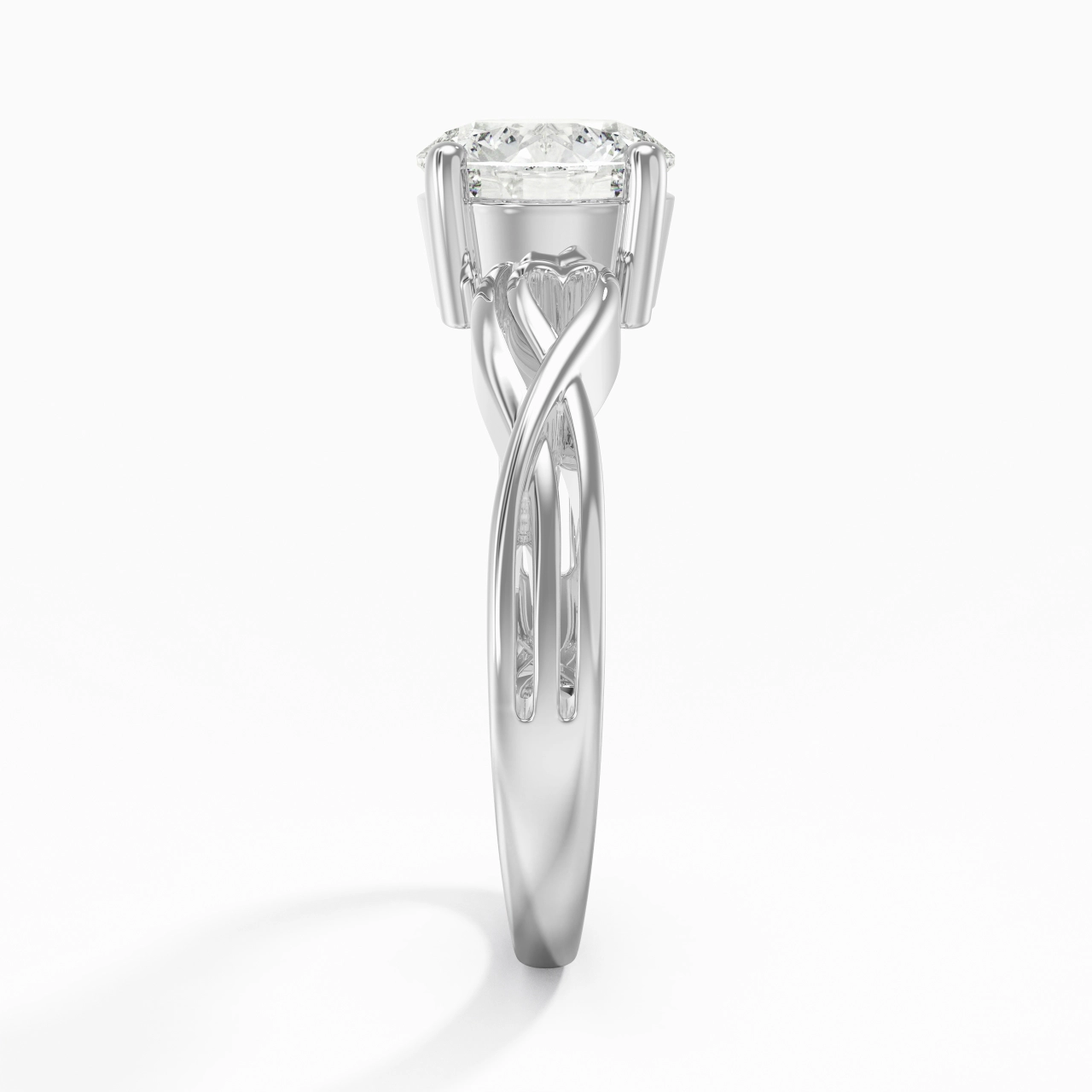 Moderne Cœur Rond Coupé Bague de fiançailles