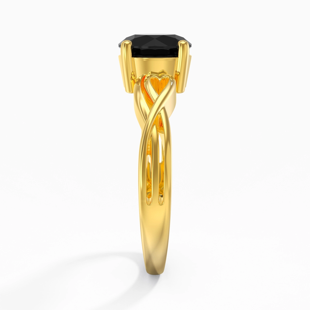 Modern Heart Round Cut Engagement Ring