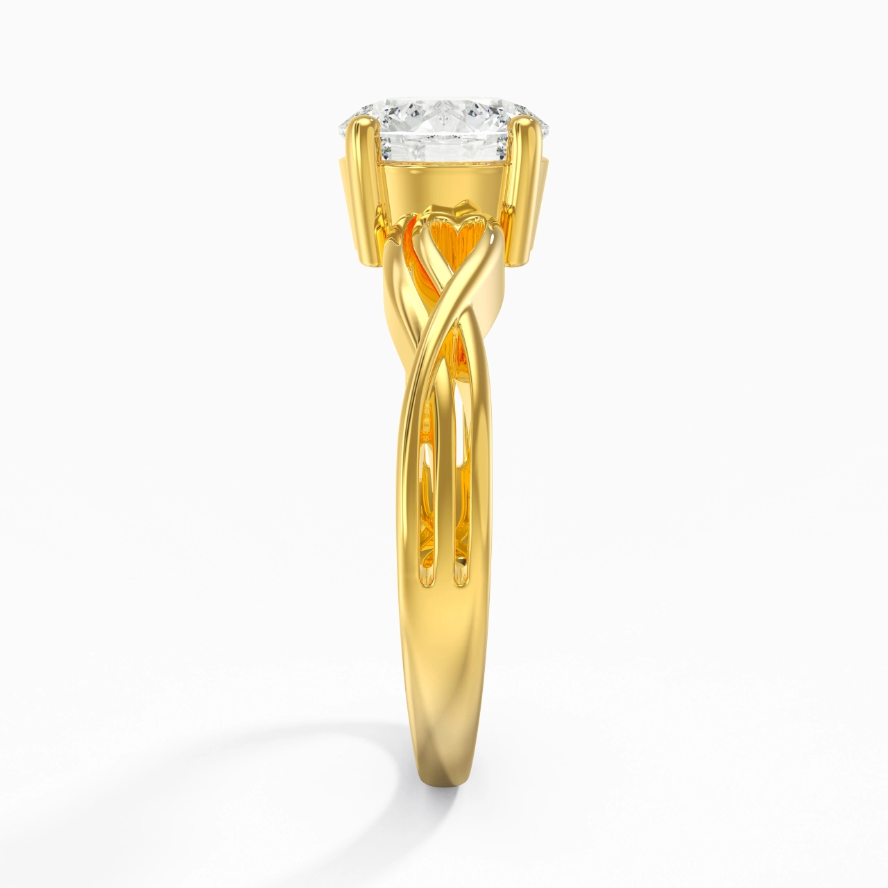 Modern Heart Round Cut Engagement Ring